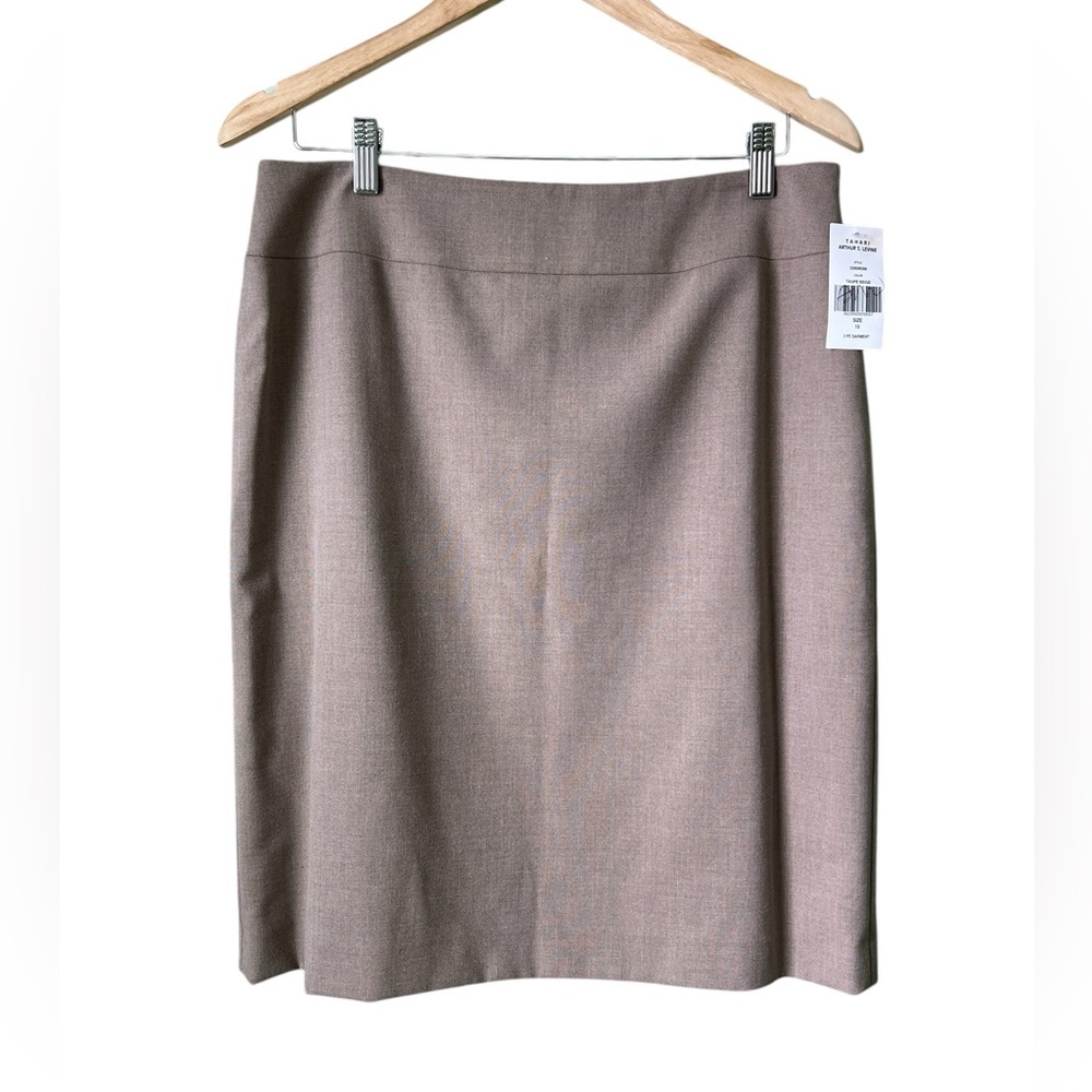 Tahari ASL Vinny Taupe Beige Office Siren Corpcore Pencil Skirt‎ Size 10 NWT
